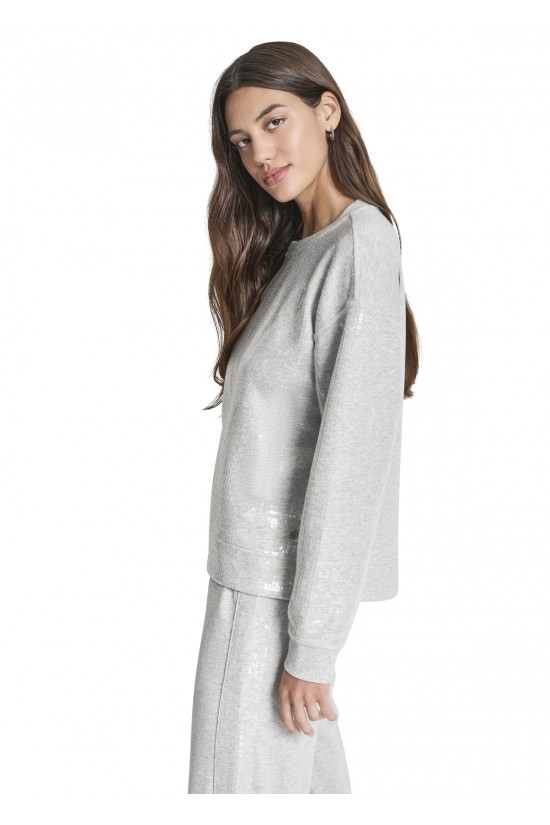 Γυναικείο γκρι φούτερ με παγιέτα - DKNY DJ6T1655