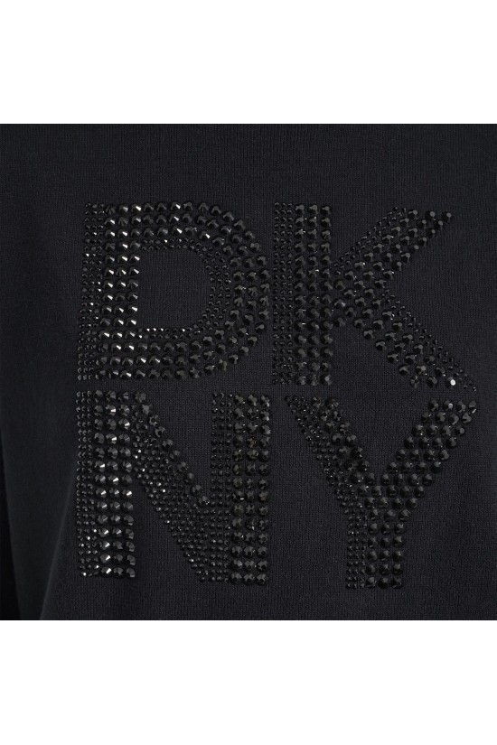 Γυναικείο βαμβακερό μαύρο πουλόβερ με λογότυπο - DKNY DJ5R0840