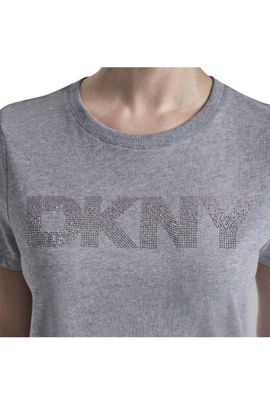 Γυναικεία γκρι κοντομάνικη μπλούζα - DKNY DP6T1557