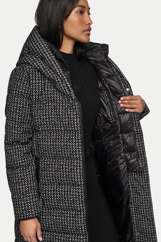 Γυναικείο μακρύ ψαροκόκαλο puffer μπουφάν - DKNY DLEMPV01
