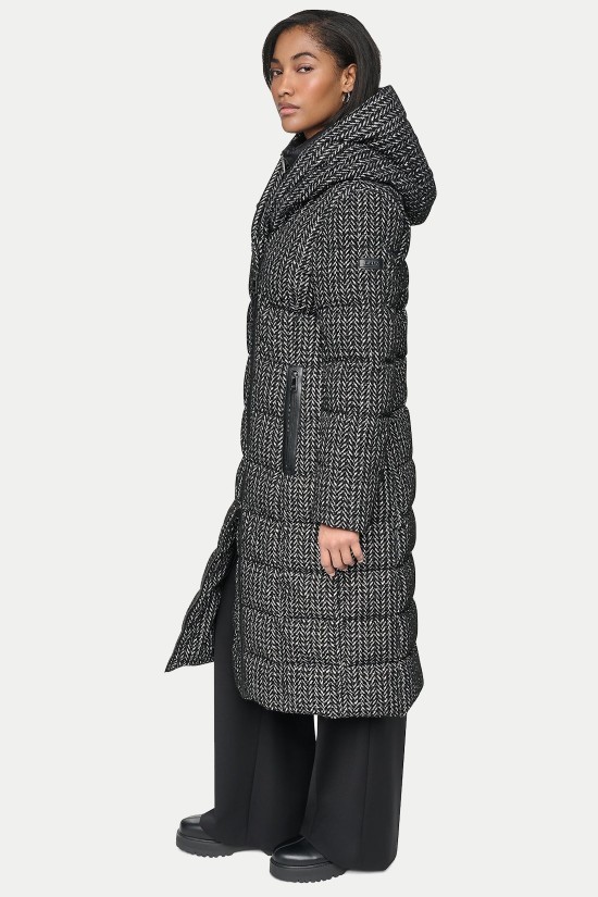 Γυναικείο μακρύ ψαροκόκαλο puffer μπουφάν - DKNY DLEMPV01