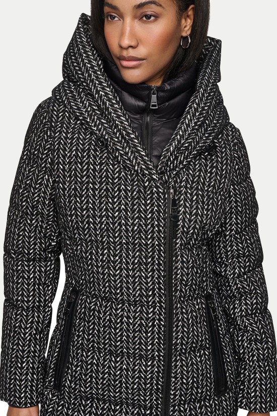 Γυναικείο μακρύ ψαροκόκαλο puffer μπουφάν - DKNY DLEMPV01