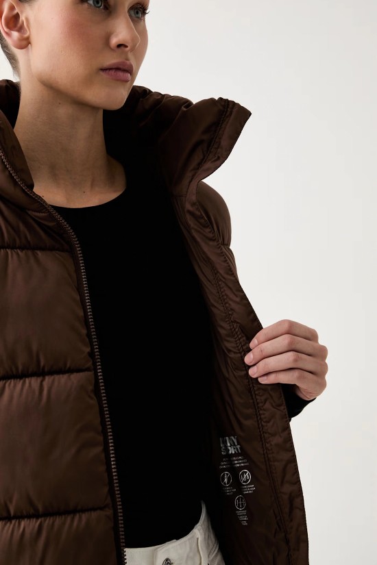 Γυναικείο καφέ αμάνικο μπουφάν - DKNY DP6V3145 Γυναικείο καφέ αμάνικο μπουφάν - DKNY DP6V3145