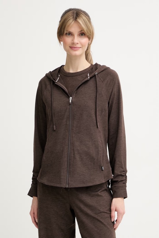Γυναικεία καφέ ζακέτα με κουκούλα - DKNY DP6J9767 Γυναικεία καφέ ζακέτα με κουκούλα - DKNY DP6J9767