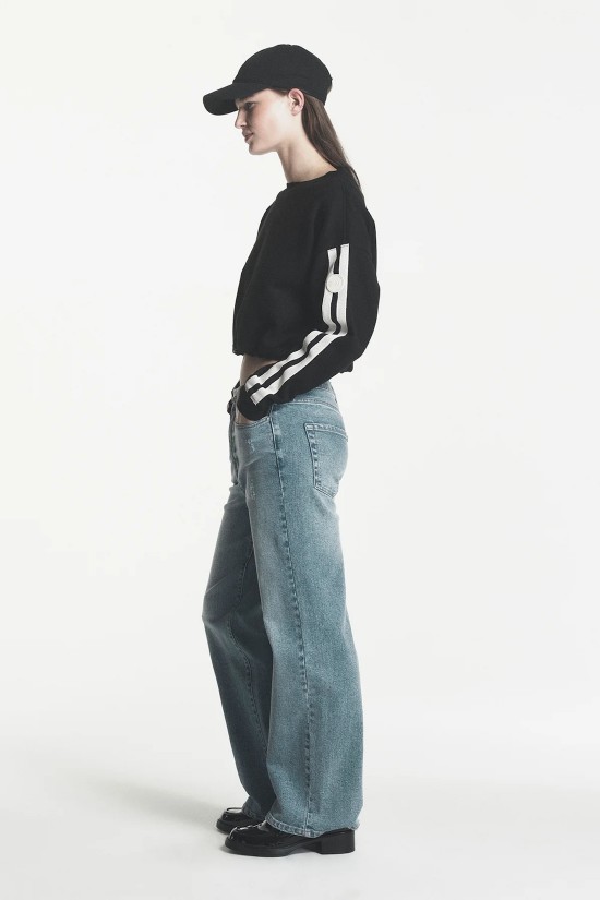 Γυναικείο μαύρο cropped top με ρίγα - DKNY DP6T1869 Γυναικείο μαύρο cropped top με ρίγα - DKNY DP6T1869