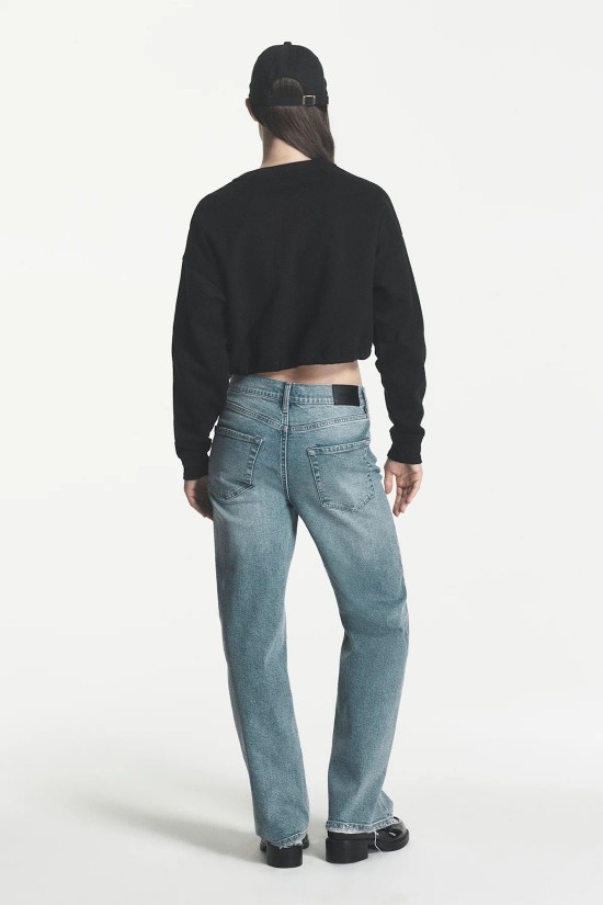 Γυναικείο μαύρο cropped top με ρίγα - DKNY DP6T1869 Γυναικείο μαύρο cropped top με ρίγα - DKNY DP6T1869