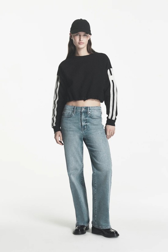 Γυναικείο μαύρο cropped top με ρίγα - DKNY DP6T1869 Γυναικείο μαύρο cropped top με ρίγα - DKNY DP6T1869