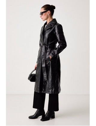 Γυναικείo μαύρο eco leather παλτό - DKNY DLEMPZ34