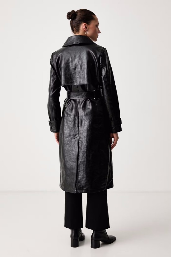 Γυναικείo μαύρο eco leather παλτό - DKNY DLEMPZ34