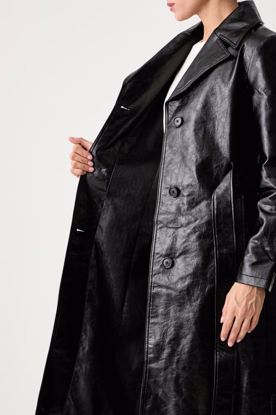 Γυναικείo μαύρο eco leather παλτό - DKNY DLEMPZ34