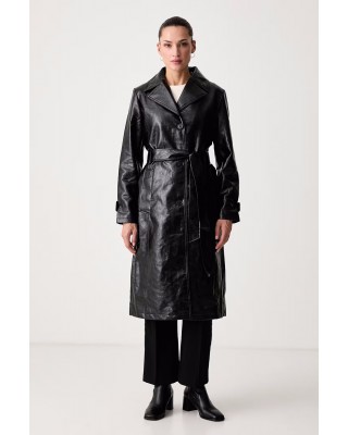 Γυναικείo μαύρο eco leather παλτό - DKNY DLEMPZ34