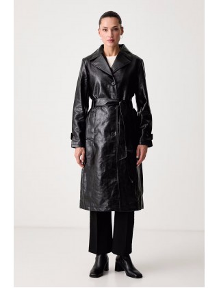 Γυναικείo μαύρο eco leather παλτό - DKNY DLEMPZ34