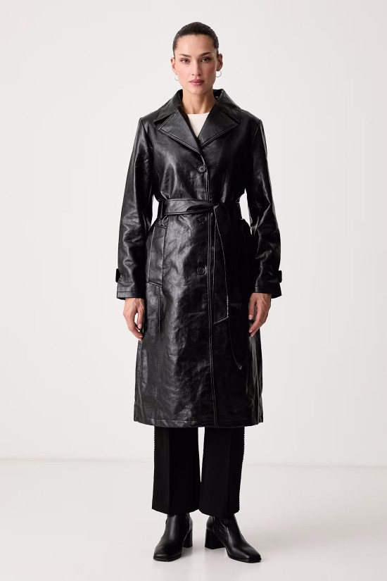 Γυναικείo μαύρο eco leather παλτό - DKNY DLEMPZ34