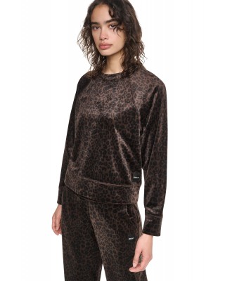 Γυναικείο βελουτέ φούτερ animal print - DKNY DP6T1909 Γυναικείο βελουτέ φούτερ animal print - DKNY DP6T1909