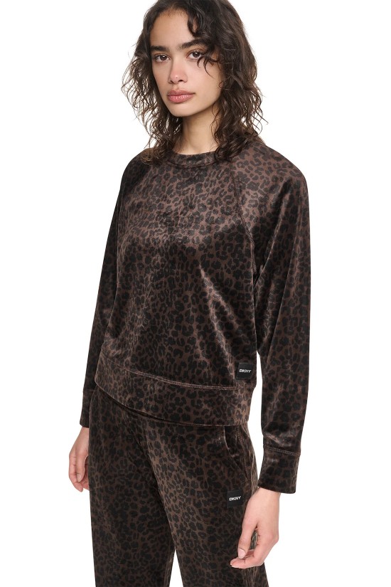 Γυναικείο βελουτέ φούτερ animal print - DKNY DP6T1909 Γυναικείο βελουτέ φούτερ animal print - DKNY DP6T1909