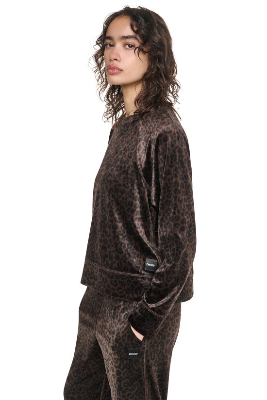 Γυναικείο βελουτέ φούτερ animal print - DKNY DP6T1909 Γυναικείο βελουτέ φούτερ animal print - DKNY DP6T1909