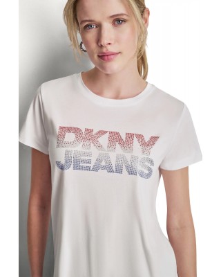 Γυναικεία λευκή κοντομάνικη μπλούζα - DKNY DJ6T1801 Γυναικεία λευκή κοντομάνικη μπλούζα - DKNY DJ6T1801