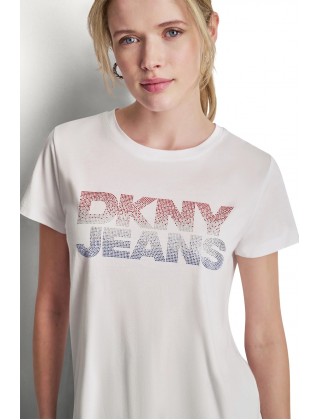 Γυναικεία λευκή κοντομάνικη μπλούζα - DKNY DJ6T1801