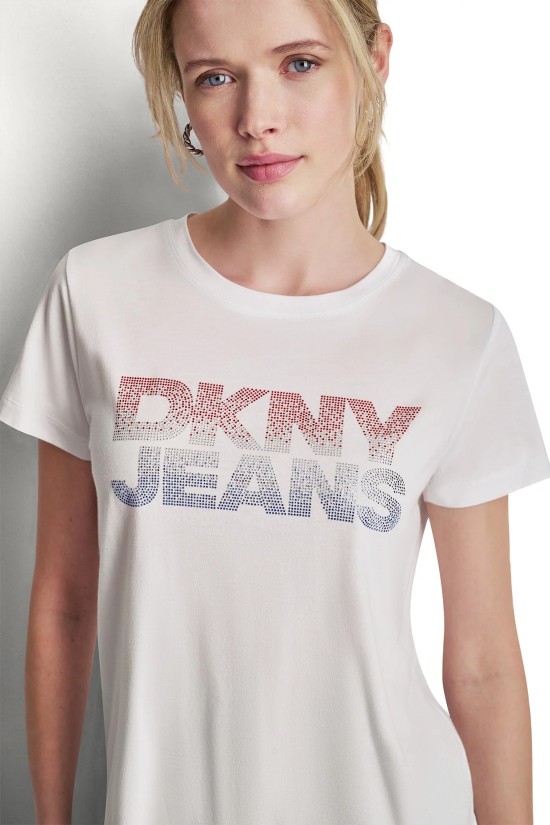 Γυναικεία λευκή κοντομάνικη μπλούζα - DKNY DJ6T1801 Γυναικεία λευκή κοντομάνικη μπλούζα - DKNY DJ6T1801