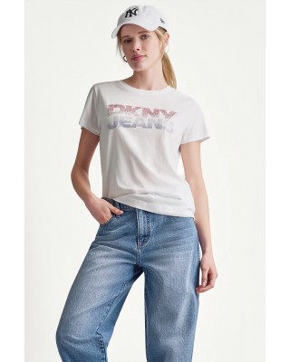 Γυναικεία λευκή κοντομάνικη μπλούζα - DKNY DJ6T1801