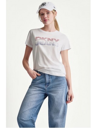 Γυναικεία λευκή κοντομάνικη μπλούζα - DKNY DJ6T1801