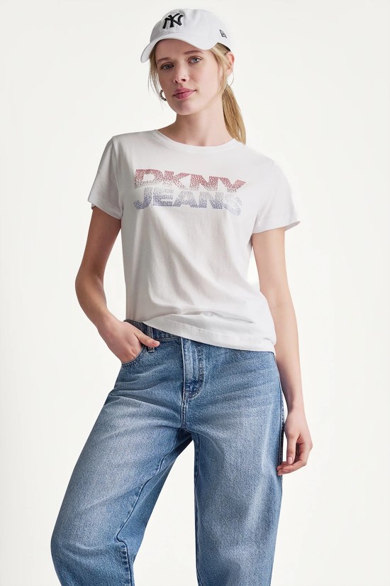Γυναικεία λευκή κοντομάνικη μπλούζα - DKNY DJ6T1801 Γυναικεία λευκή κοντομάνικη μπλούζα - DKNY DJ6T1801
