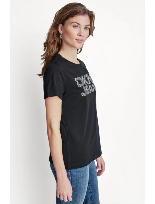 Γυναικεία μαύρη κοντομάνικη μπλούζα - DKNY DJ6T1792