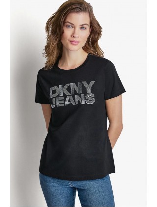 Γυναικεία μαύρη κοντομάνικη μπλούζα - DKNY DJ6T1792