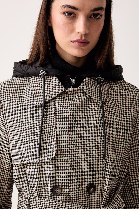 Γυναικεία μπεζ καρό καμπαρντίνα - DKNY DLEMPX66 Γυναικεία μπεζ καρό καμπαρντίνα - DKNY DLEMPX66