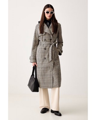 Γυναικεία μπεζ καρό καμπαρντίνα - DKNY DLEMPX66