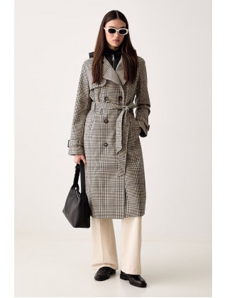 Γυναικεία μπεζ καρό καμπαρντίνα - DKNY DLEMPX66