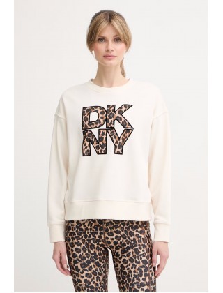 Γυναικείο εκρού φούτερ με λεοπάρ λογότυπο - DKNY DP6T1867