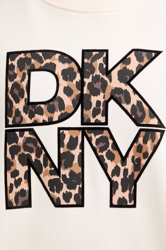 Γυναικείο εκρού φούτερ με λεοπάρ λογότυπο - DKNY DP6T1867 Γυναικείο εκρού φούτερ με λεοπάρ λογότυπο - DKNY DP6T1867
