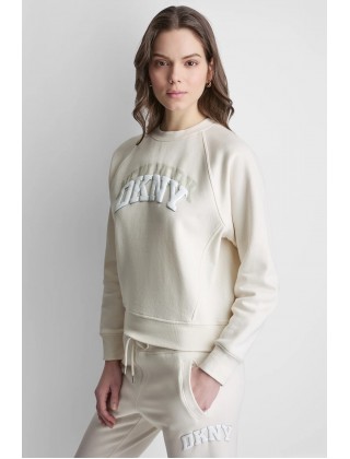 Γυναικείο εκρού φούτερ με λογότυπο - DKNY DP6T1755