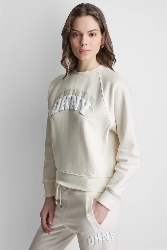 Γυναικείο εκρού φούτερ με λογότυπο - DKNY DP6T1755 Γυναικείο εκρού φούτερ με λογότυπο - DKNY DP6T1755