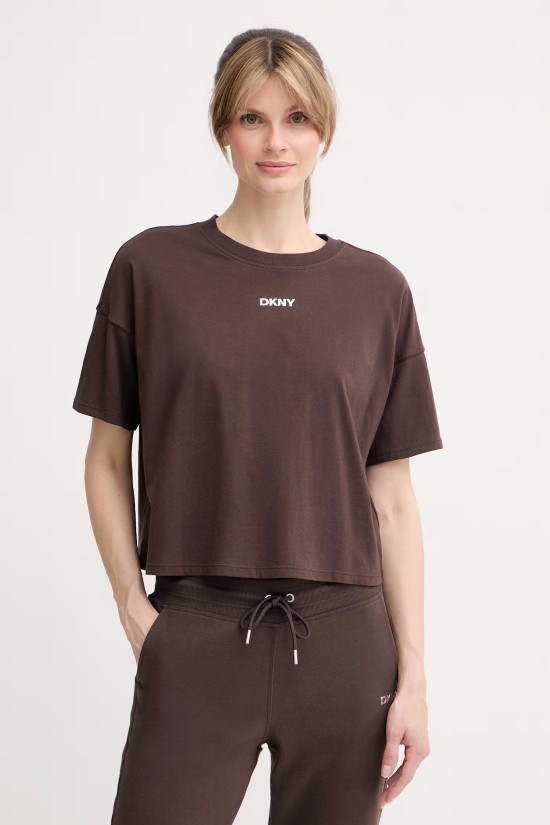 Γυναικείο καφέ cropped top - DKNY DP6T1662 Γυναικείο καφέ cropped top - DKNY DP6T1662