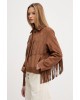 Γυναικείο καφέ σουέτ τζάκετ με κρόσσια - DKNY DJ6J6238 Γυναικείο καφέ σουέτ τζάκετ με κρόσσια - DKNY DJ6J6238