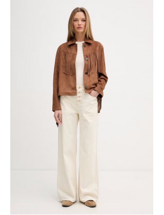 Γυναικείο καφέ σουέτ τζάκετ με κρόσσια - DKNY DJ6J6238