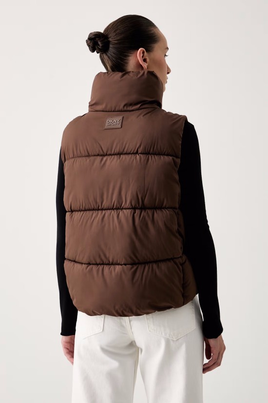 Γυναικείο καφέ αμάνικο μπουφάν - DKNY DP6V3145 Γυναικείο καφέ αμάνικο μπουφάν - DKNY DP6V3145