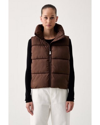 Γυναικείο καφέ αμάνικο μπουφάν - DKNY DP6V3145 Γυναικείο καφέ αμάνικο μπουφάν - DKNY DP6V3145