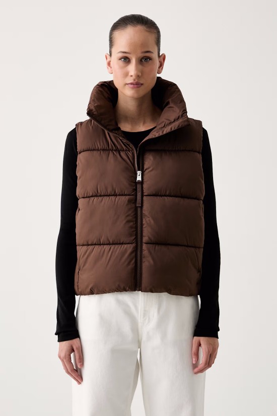 Γυναικείο καφέ αμάνικο μπουφάν - DKNY DP6V3145 Γυναικείο καφέ αμάνικο μπουφάν - DKNY DP6V3145