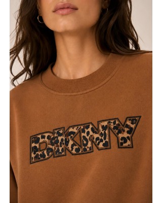 Γυναικείο καφέ φούτερ με λεοπάρ λογότυπο - DKNY DP6T1829 Γυναικείο καφέ φούτερ με λεοπάρ λογότυπο - DKNY DP6T1829