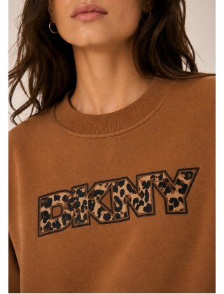 Γυναικείο καφέ φούτερ με λεοπάρ λογότυπο - DKNY DP6T1829