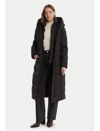 Γυναικείο μακρύ μαύρο puffer μπουφάν - DKNY Black DLEMPV01