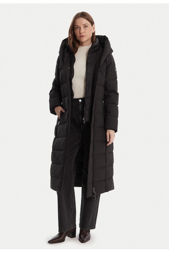 Γυναικείο μακρύ μαύρο puffer μπουφάν - DKNY Black DLEMPV01 Γυναικείο μακρύ μαύρο puffer μπουφάν - DKNY Black DLEMPV01