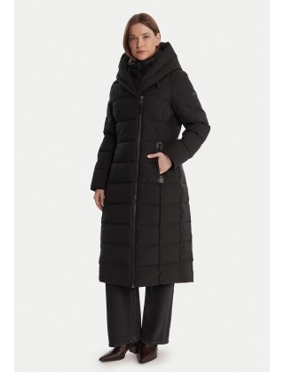 Γυναικείο μακρύ μαύρο puffer μπουφάν - DKNY Black DLEMPV01