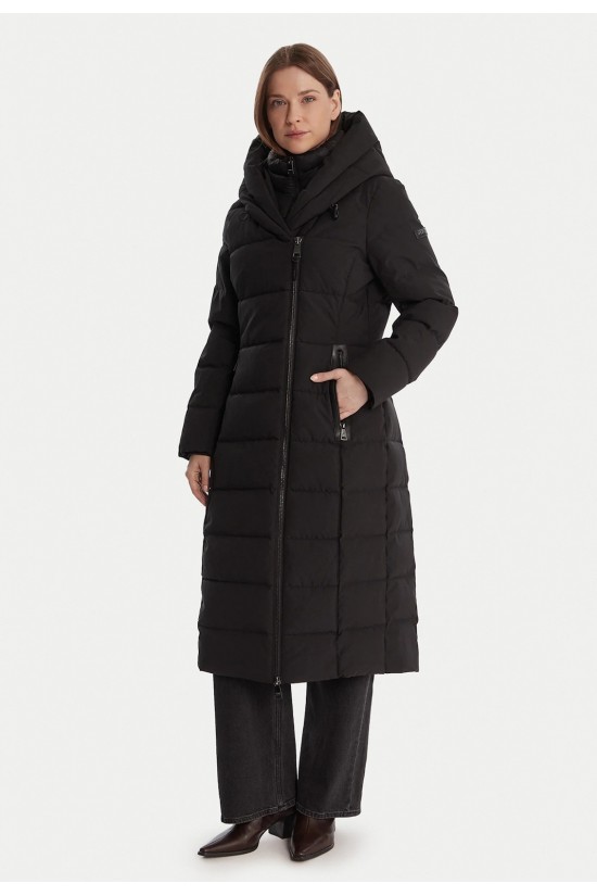 Γυναικείο μακρύ μαύρο puffer μπουφάν - DKNY Black DLEMPV01 Γυναικείο μακρύ μαύρο puffer μπουφάν - DKNY Black DLEMPV01