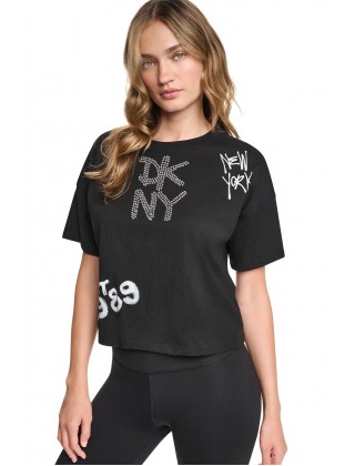Γυναικεία cropped μπλούζα - DKNY Graffiti Rhinestone Logo DP6T1846