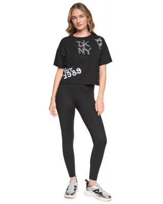Γυναικεία cropped μπλούζα - DKNY Graffiti Rhinestone Logo DP6T1846