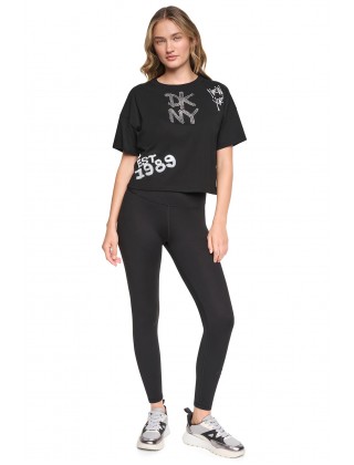 Γυναικεία cropped μπλούζα - DKNY Graffiti Rhinestone Logo DP6T1846
